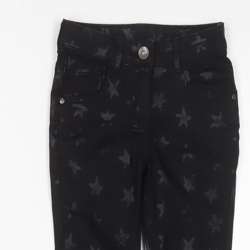 George Girls Black Geometric Cotton Skinny Jeans Size 5-6 Years Regular Zip - Star Pattern
