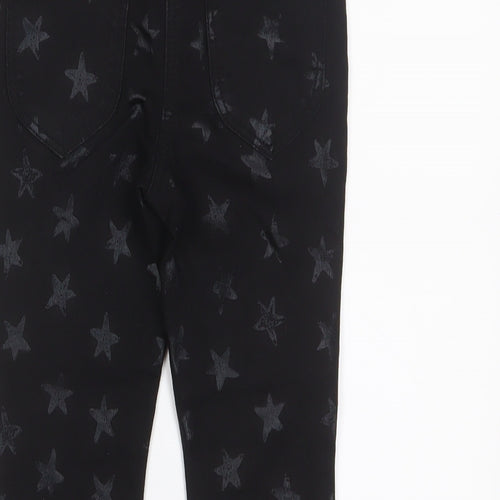 George Girls Black Geometric Cotton Skinny Jeans Size 5-6 Years Regular Zip - Star Pattern