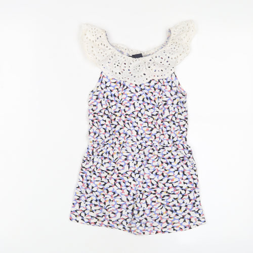 H&M Girls Multicoloured Geometric Cotton Playsuit One-Piece Size 4-5 Years Pullover - Embroidered