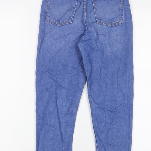 F&F Girls Blue Cotton Straight Jeans Size 9-10 Years L22 in Regular Zip - Distressed, Pockets