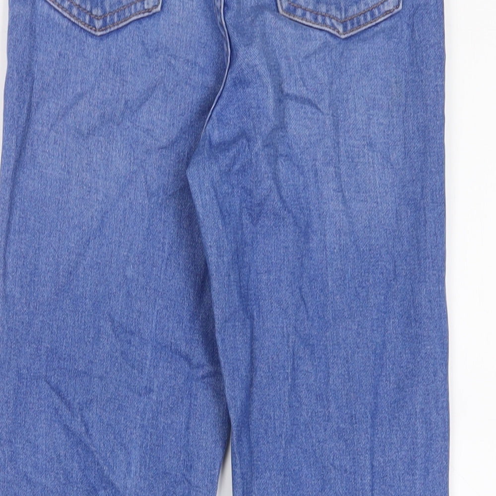 F&F Girls Blue Cotton Straight Jeans Size 9-10 Years L22 in Regular Zip - Distressed, Pockets