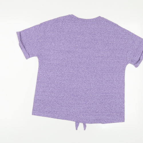 Marks and Spencer Girls Purple Cotton Basic T-Shirt Size 13-14 Years Crew Neck Pullover - San Fran