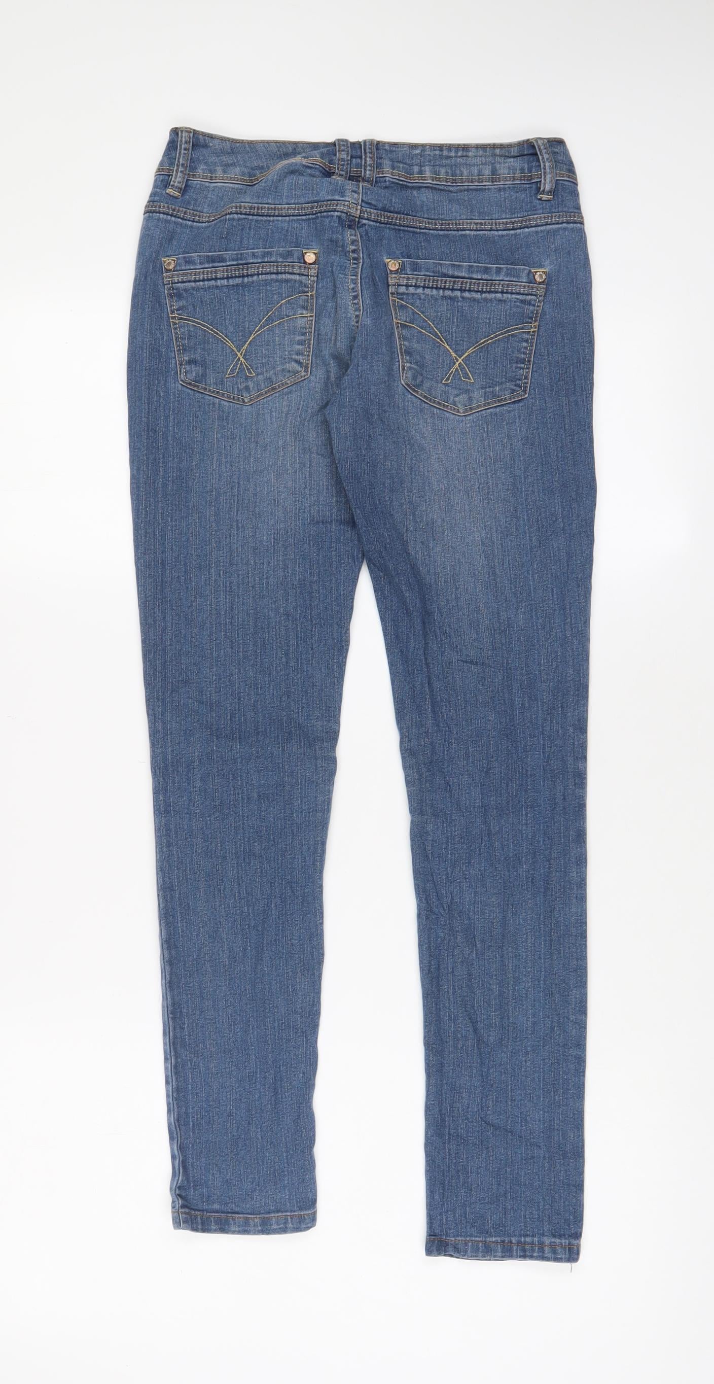 New Look Girls Blue Cotton Skinny Jeans Size 12 Years L28 in Regular Zip - Pockets