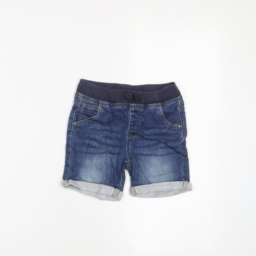 Matalan Boys Blue Cotton Cropped Trousers Size 12-18 Months Zip