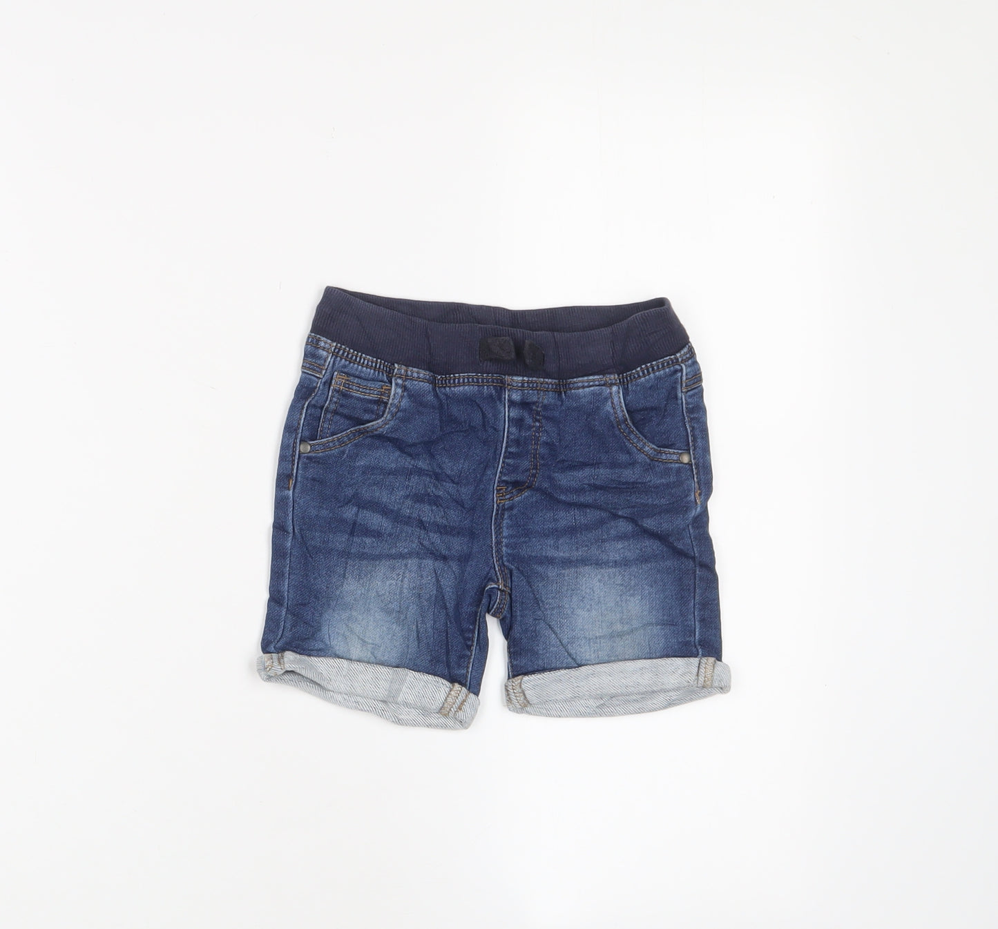 Matalan Boys Blue Cotton Cropped Trousers Size 12-18 Months Zip
