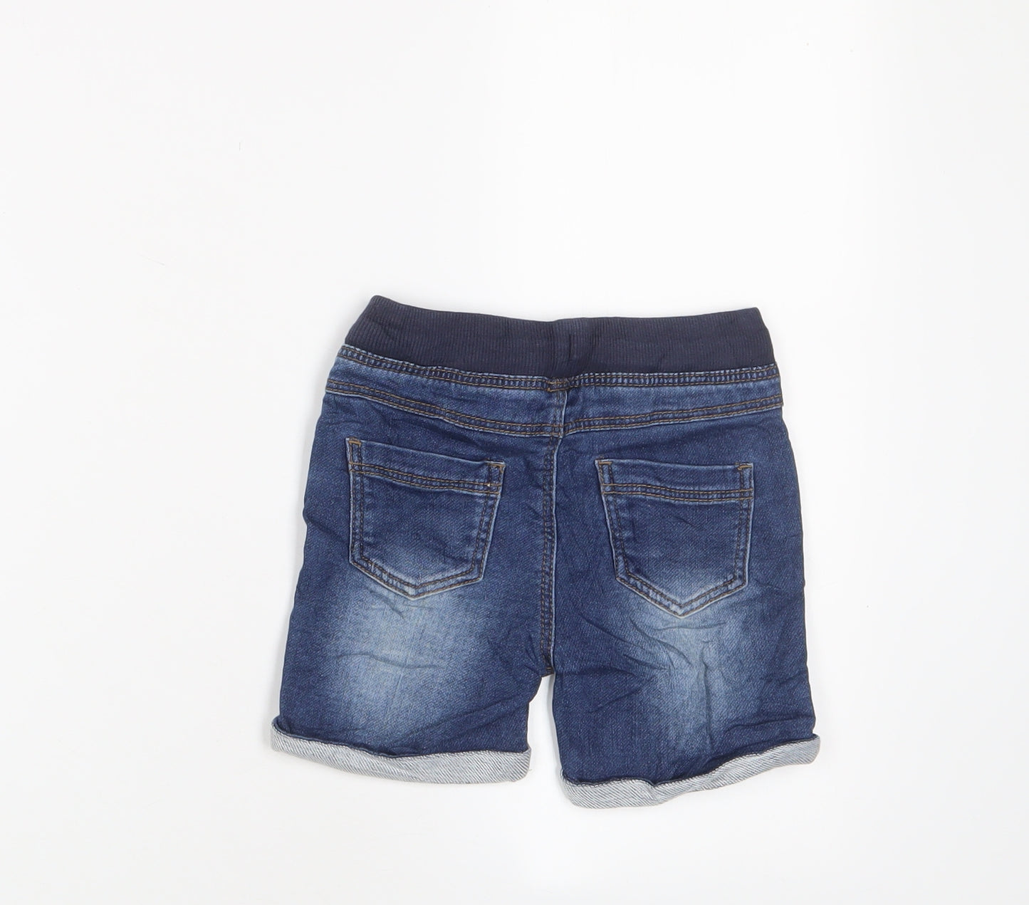 Matalan Boys Blue Cotton Cropped Trousers Size 12-18 Months Zip