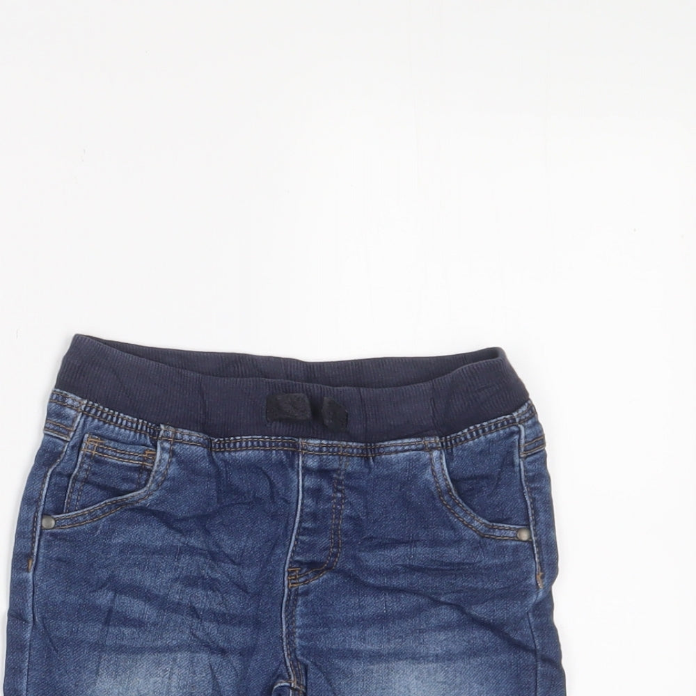 Matalan Boys Blue Cotton Cropped Trousers Size 12-18 Months Zip