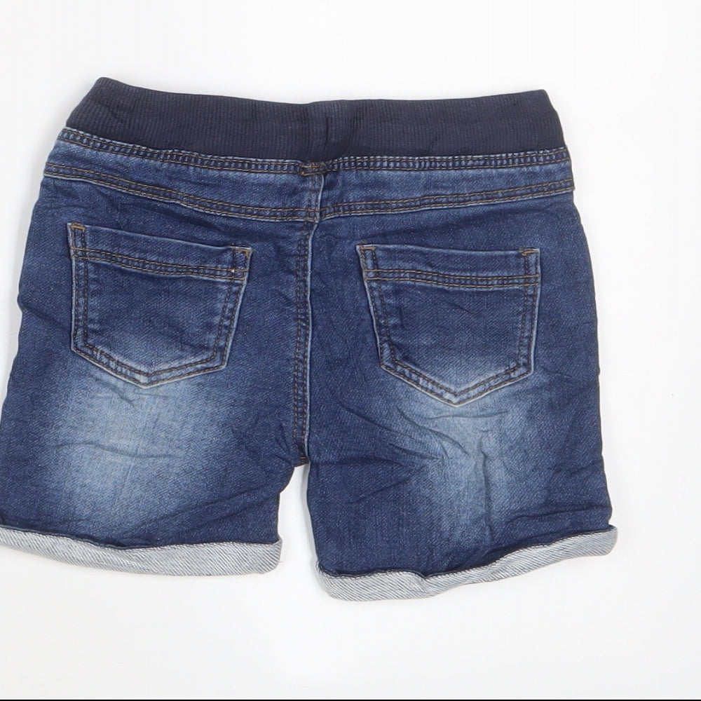 Matalan Boys Blue Cotton Cropped Trousers Size 12-18 Months Zip