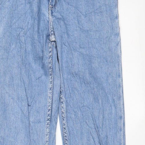 H&M Girls Blue Cotton Straight Jeans Size 11-12 Years L27 in Regular Zip - Adjustable waist, Pockets