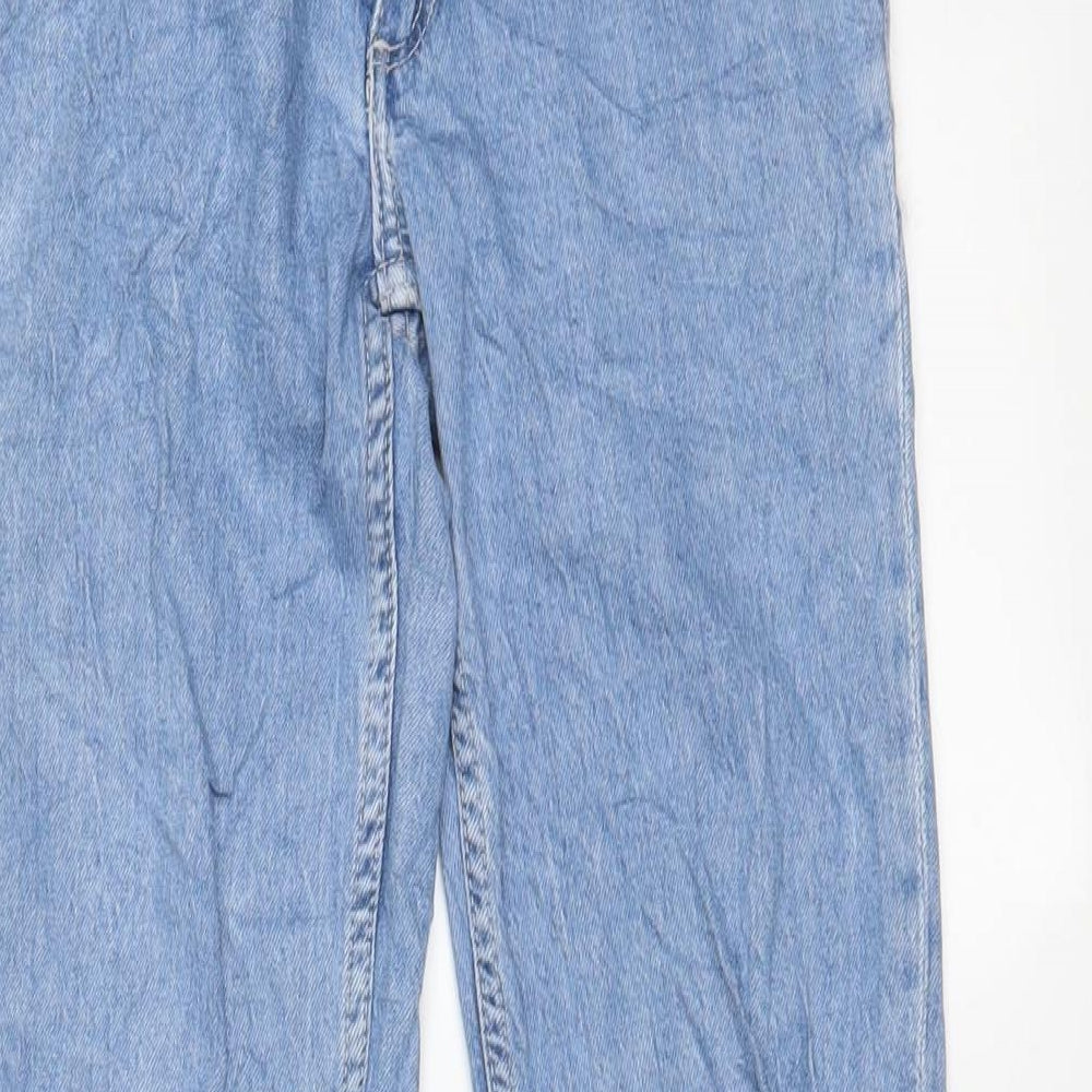 H&M Girls Blue Cotton Straight Jeans Size 11-12 Years L27 in Regular Zip - Adjustable waist, Pockets