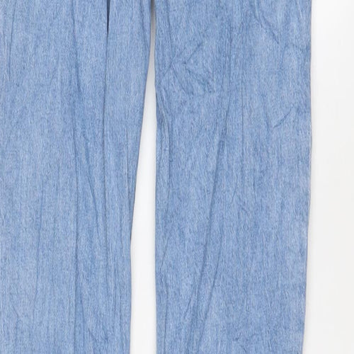 H&M Girls Blue Cotton Straight Jeans Size 11-12 Years L27 in Regular Zip - Adjustable waist, Pockets