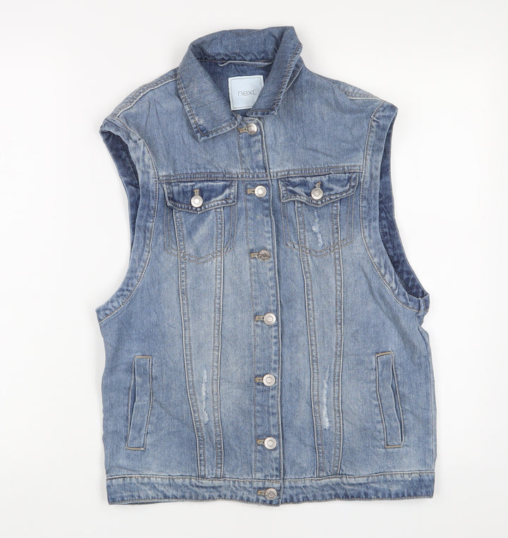 NEXT Girls Blue Gilet Jacket Size 12 Years Button - Pockets
