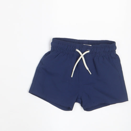 Marks and Spencer Boys Blue Polyester Cropped Trousers Size 0-3 Months Drawstring - Swim shorts