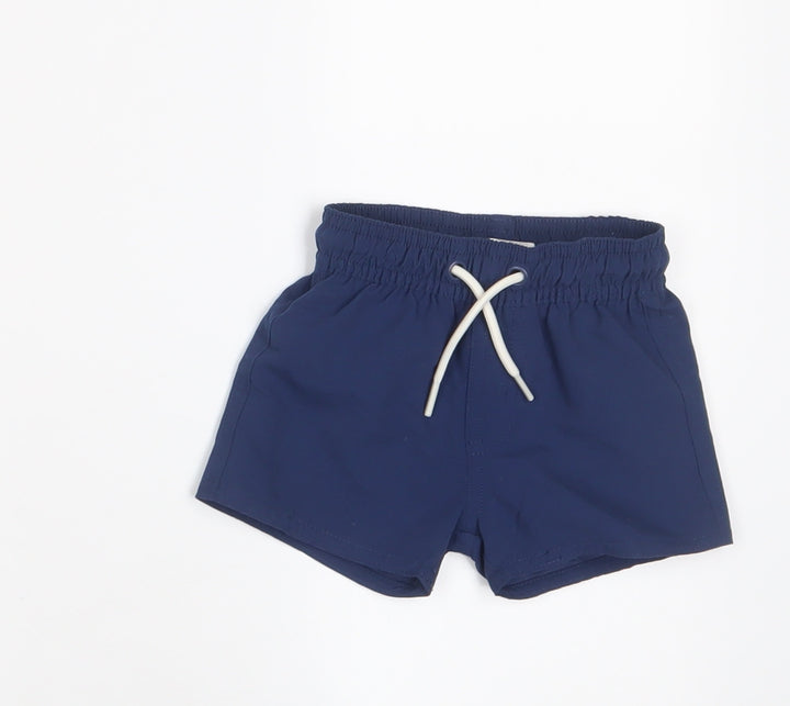 Marks and Spencer Boys Blue Polyester Cropped Trousers Size 0-3 Months Drawstring - Swim shorts