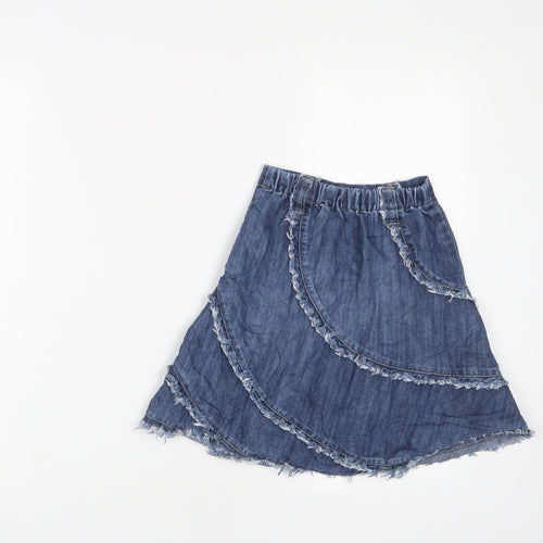 Mothercare Girls Blue Cotton A-Line Skirt Size 4-5 Years Regular Pull On