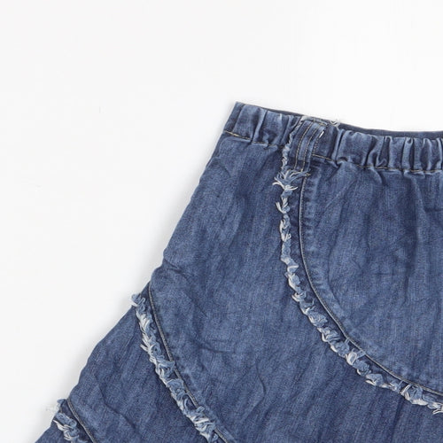 Mothercare Girls Blue Cotton A-Line Skirt Size 4-5 Years Regular Pull On