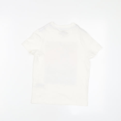 Marks and Spencer Boys White Cotton Basic T-Shirt Size 6-7 Years Crew Neck Pullover