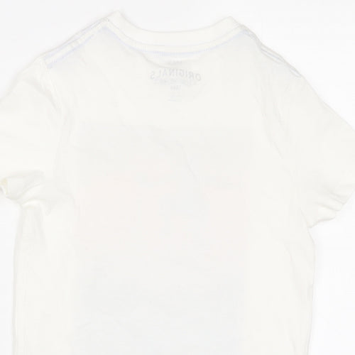 Marks and Spencer Boys White Cotton Basic T-Shirt Size 6-7 Years Crew Neck Pullover