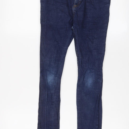 River Island Boys Blue Cotton Skinny Jeans Size 11 Years L23 in Regular Zip - Adjustable waist, Pockets