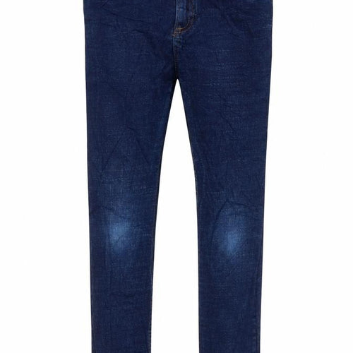 River Island Boys Blue Cotton Skinny Jeans Size 11 Years L23 in Regular Zip - Adjustable waist, Pockets