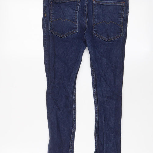 River Island Boys Blue Cotton Skinny Jeans Size 11 Years L23 in Regular Zip - Adjustable waist, Pockets