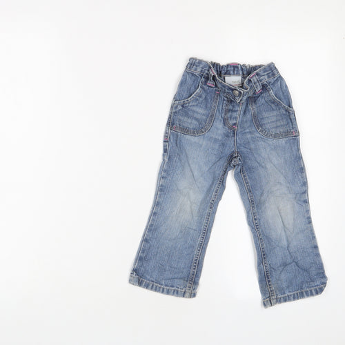 NEXT Girls Blue Cotton Straight Jeans Size 2 Years Regular Zip - Pockets