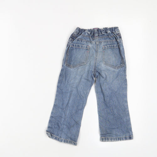 NEXT Girls Blue Cotton Straight Jeans Size 2 Years Regular Zip - Pockets