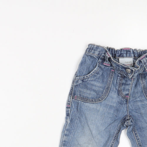 NEXT Girls Blue Cotton Straight Jeans Size 2 Years Regular Zip - Pockets