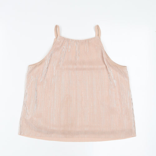 New Look Girls Pink Polyester Camisole Tank Size 12 Years Square Neck Pullover - Pleated
