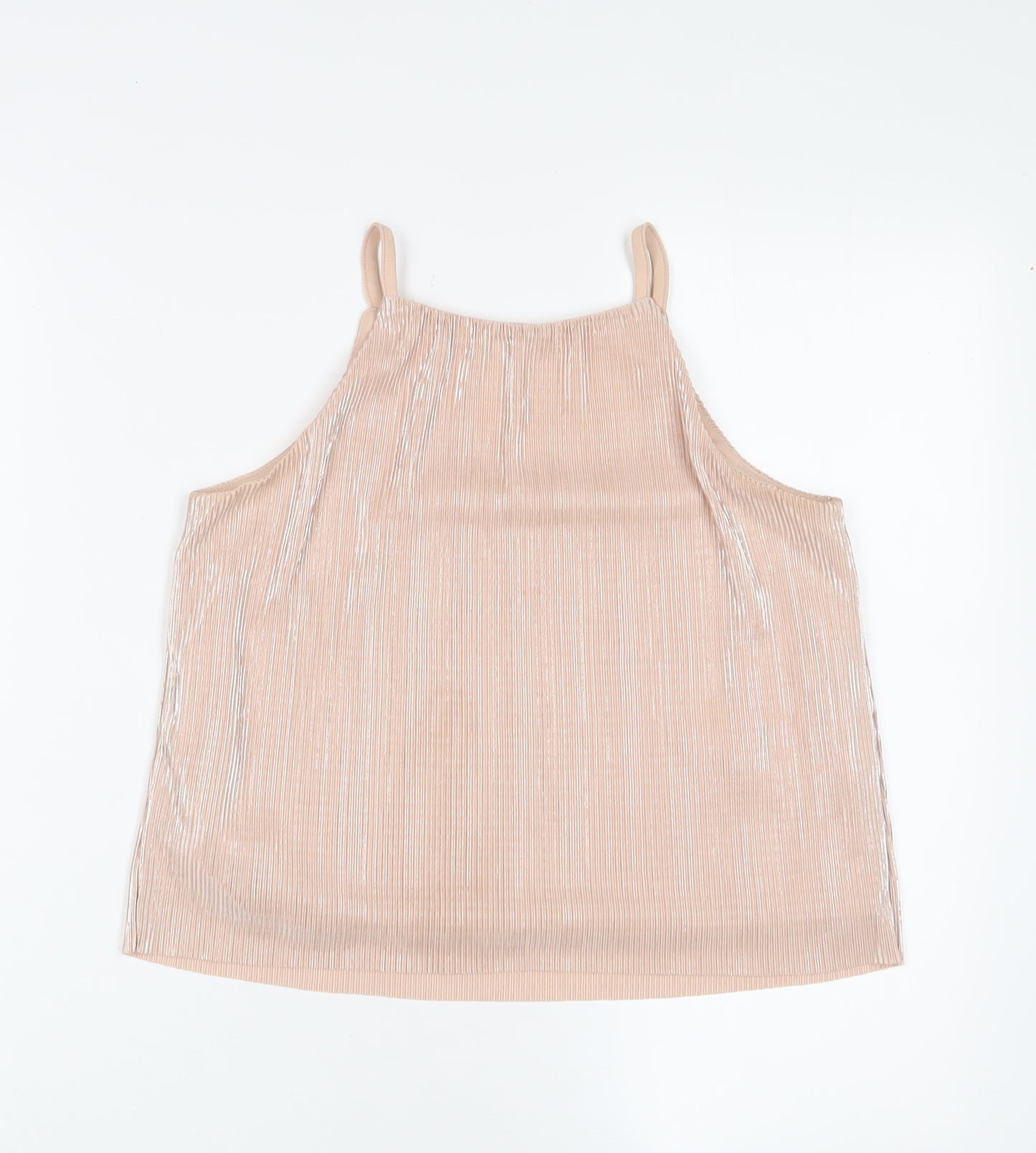 New Look Girls Pink Polyester Camisole Tank Size 12 Years Square Neck Pullover - Pleated
