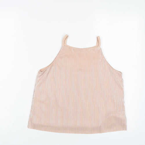 New Look Girls Pink Polyester Camisole Tank Size 12 Years Square Neck Pullover - Pleated