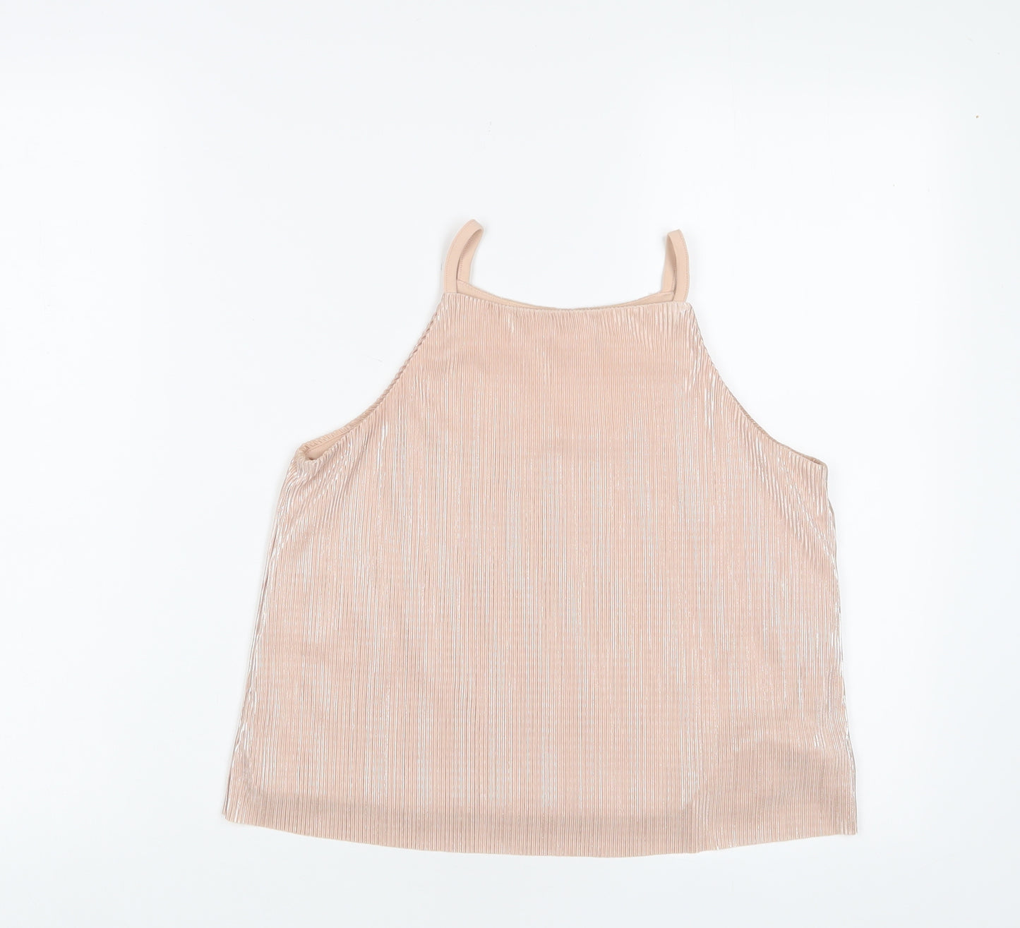 New Look Girls Pink Polyester Camisole Tank Size 12 Years Square Neck Pullover - Pleated