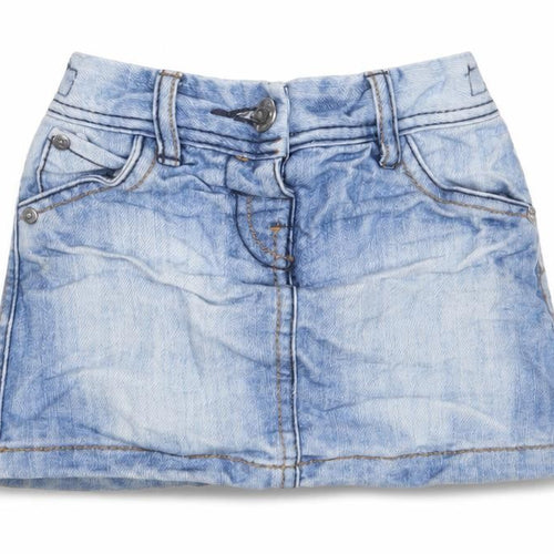 NEXT Girls Blue Cotton A-Line Skirt Size 12-18 Months Button