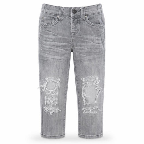 Adams Boys Grey Cotton Straight Jeans Size 3 Years Regular Zip - Embroidered