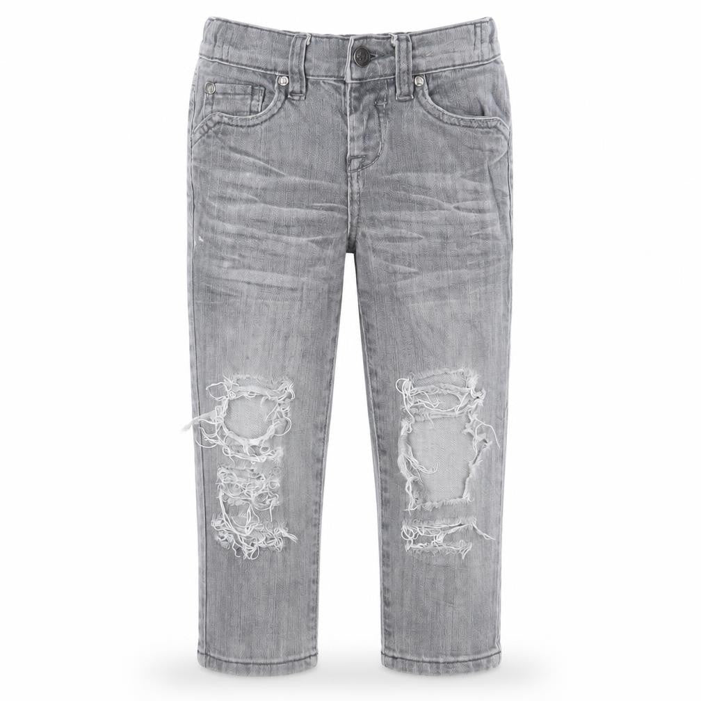Adams Boys Grey Cotton Straight Jeans Size 3 Years Regular Zip - Embroidered