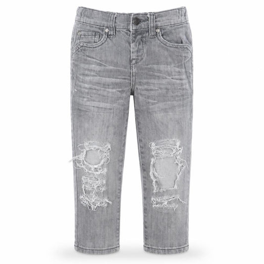 Adams Boys Grey Cotton Straight Jeans Size 3 Years Regular Zip - Embroidered