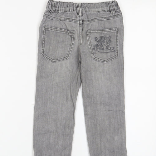 Adams Boys Grey Cotton Straight Jeans Size 3 Years Regular Zip - Embroidered