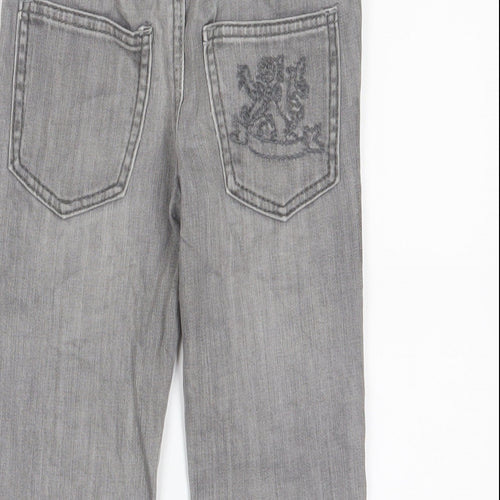 Adams Boys Grey Cotton Straight Jeans Size 3 Years Regular Zip - Embroidered