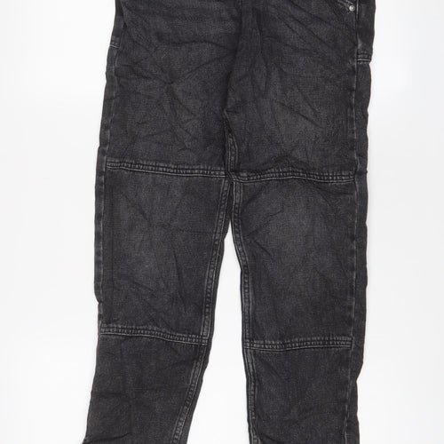 Marks and Spencer Girls Black Cotton Straight Jeans Size 11-12 Years L25 in Regular Zip - Pockets