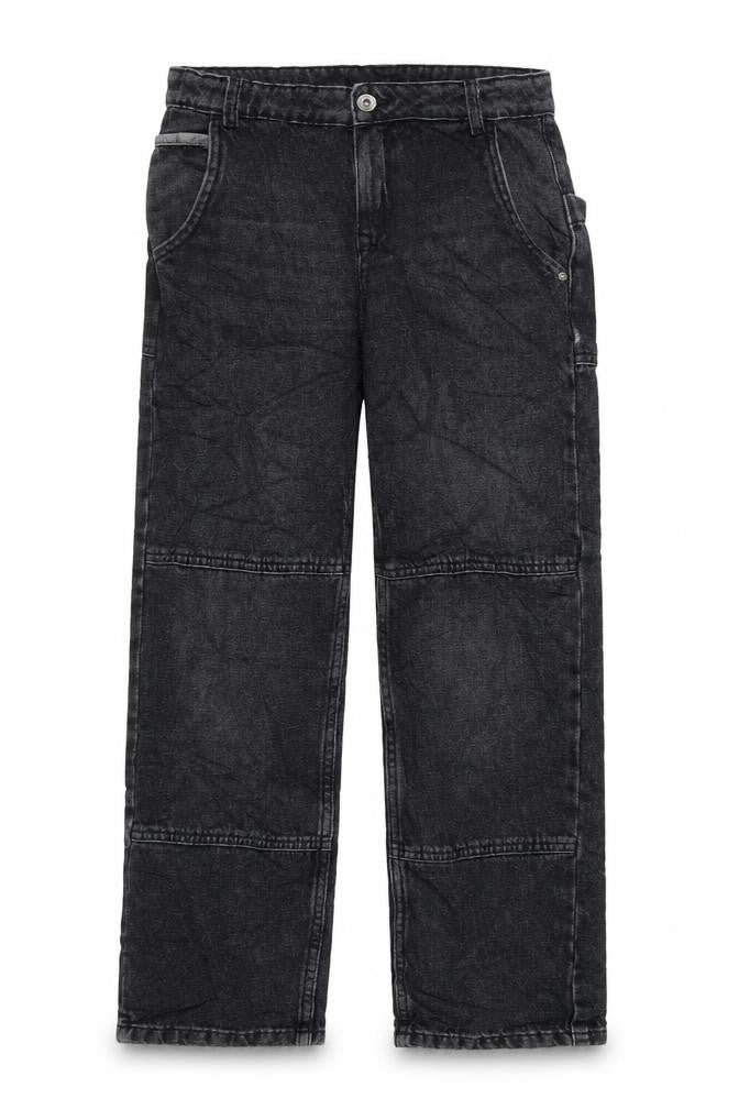 Marks and Spencer Girls Black Cotton Straight Jeans Size 11-12 Years L25 in Regular Zip - Pockets