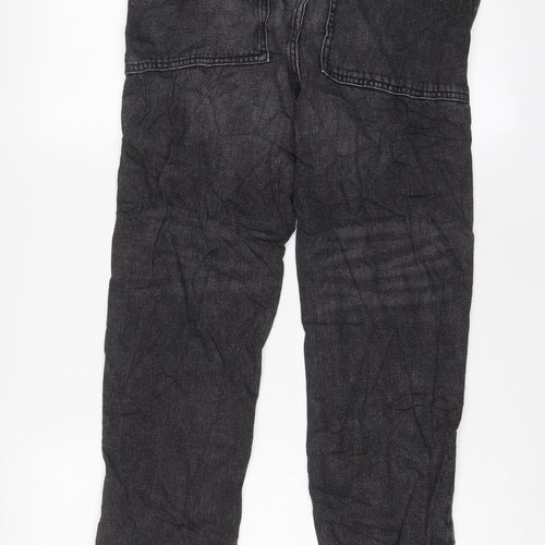 Marks and Spencer Girls Black Cotton Straight Jeans Size 11-12 Years L25 in Regular Zip - Pockets