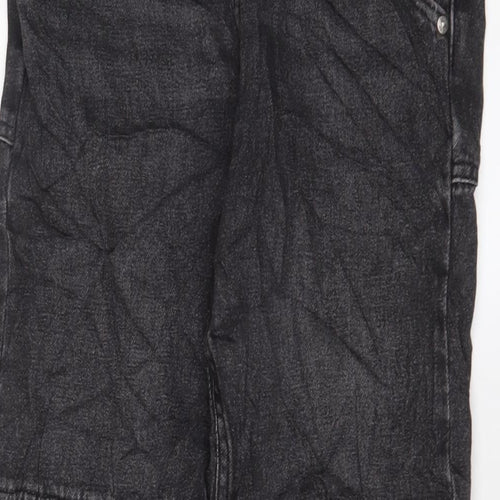 Marks and Spencer Girls Black Cotton Straight Jeans Size 11-12 Years L25 in Regular Zip - Pockets