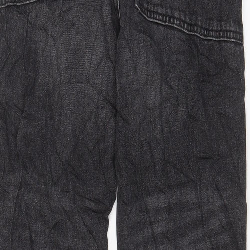 Marks and Spencer Girls Black Cotton Straight Jeans Size 11-12 Years L25 in Regular Zip - Pockets