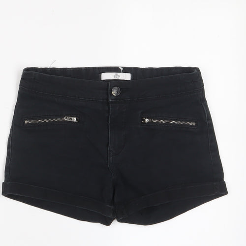 Marks and Spencer Girls Black Cotton Bermuda Shorts Size 10-11 Years Regular Zip