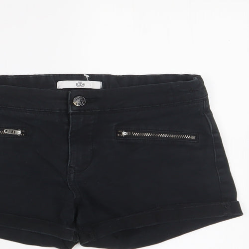 Marks and Spencer Girls Black Cotton Bermuda Shorts Size 10-11 Years Regular Zip