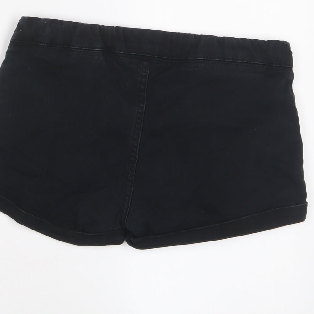 Marks and Spencer Girls Black Cotton Bermuda Shorts Size 10-11 Years Regular Zip