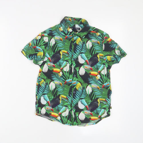 NEXT Boys Multicoloured Geometric Viscose Basic Button-Up Size 8 Years Collared Button