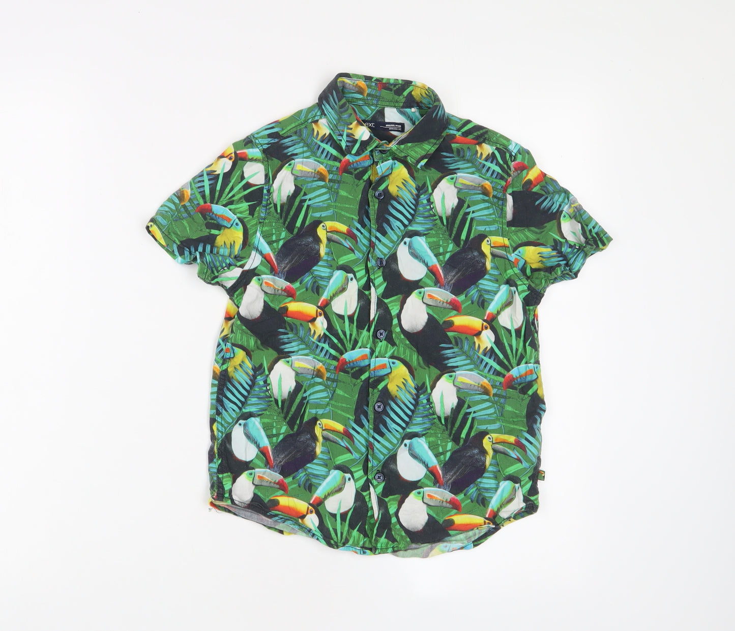 NEXT Boys Multicoloured Geometric Viscose Basic Button-Up Size 8 Years Collared Button