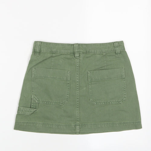 Marks and Spencer Girls Green Cotton A-Line Skirt Size 10-11 Years Regular Zip