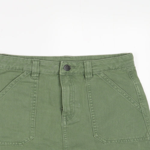 Marks and Spencer Girls Green Cotton A-Line Skirt Size 10-11 Years Regular Zip